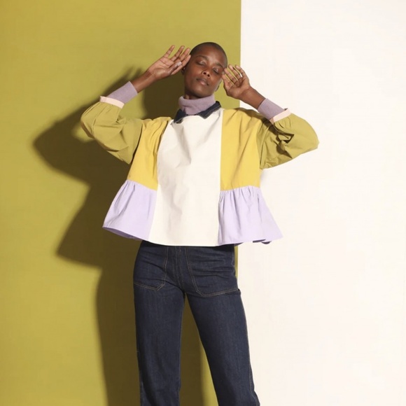 L.F. Markey Tops - Colorblock 3/4 Sleeve peplum Top by LF Markey (Devon Top)